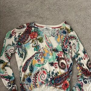 Robert Graham Vibrant Floral V-Neck Sweater